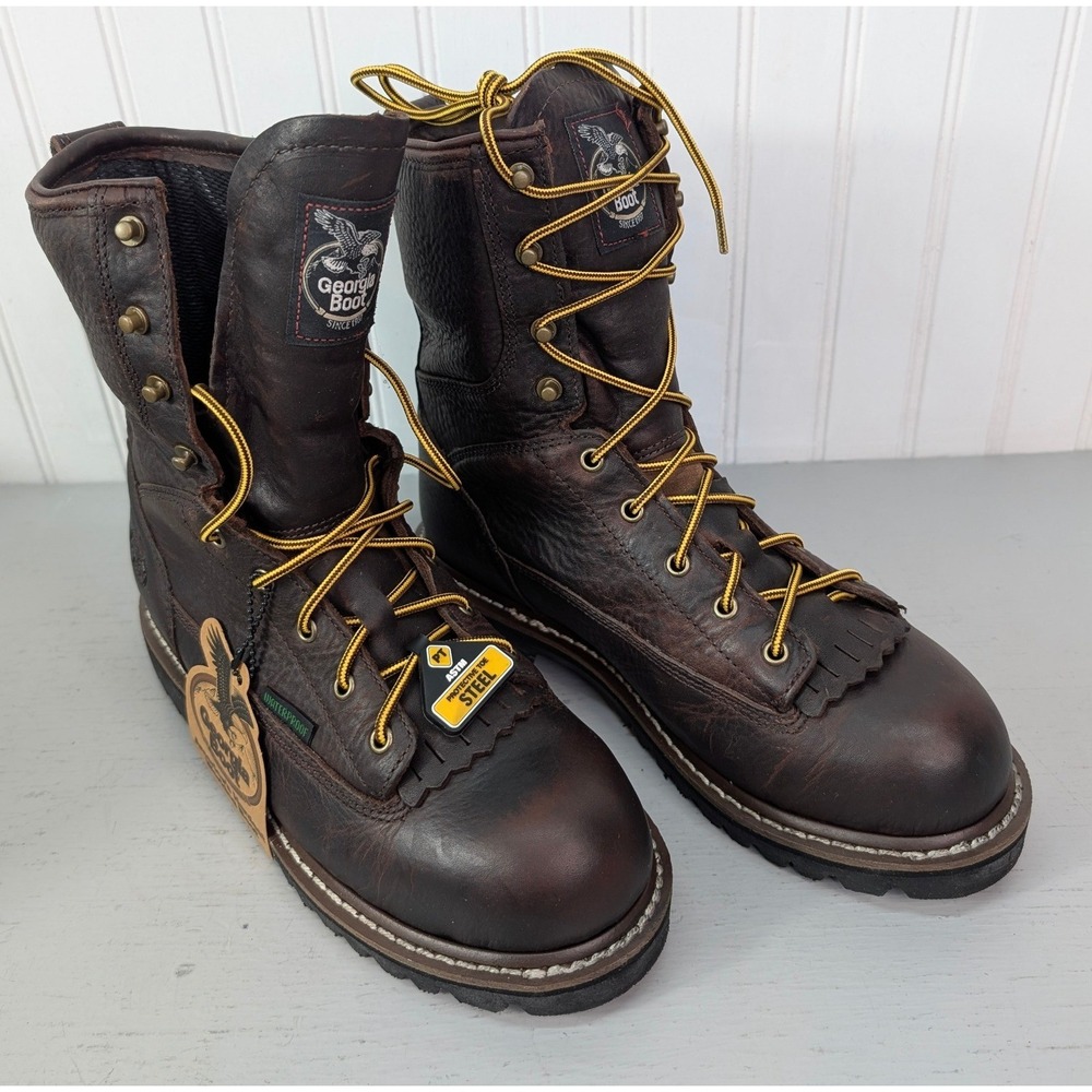 Georgia Men's Boots G103 Steel Toe Logger Work Lace-To-Toe Waterproof 8.5M NOB